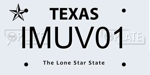 IMUV01 Texas License Plate