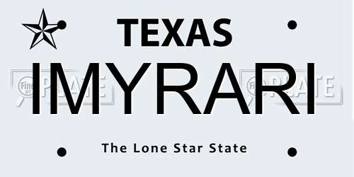 IMYRARI Texas License Plate
