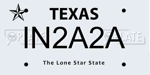 IN2A2A Texas License Plate