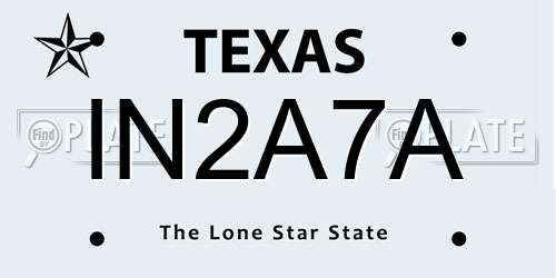 IN2A7A Texas License Plate