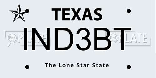 IND3BT Texas License Plate
