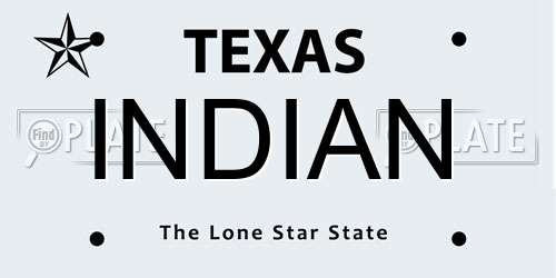INDIAN Texas License Plate