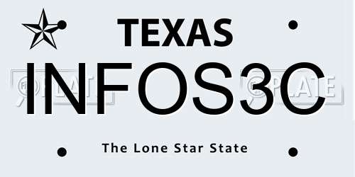 INFOS3C Texas License Plate