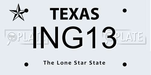 ING13 Texas License Plate