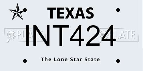 INT424 Texas License Plate