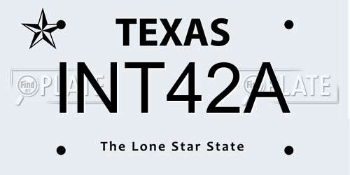INT42A Texas License Plate