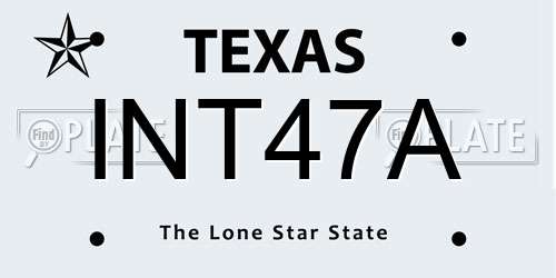 INT47A Texas License Plate