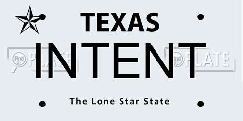 INTENT Texas License Plate