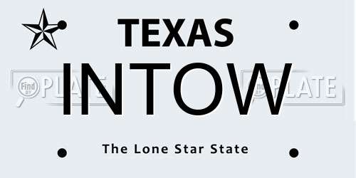 INTOW Texas License Plate