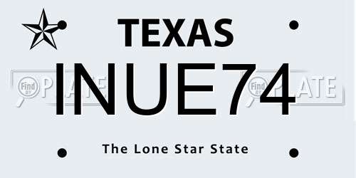 INUE74 Texas License Plate