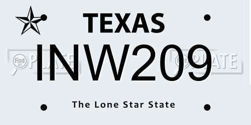 INW209 Texas License Plate