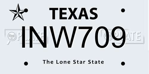 INW709 Texas License Plate