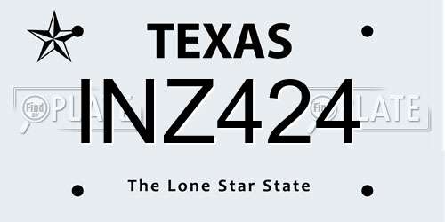 INZ424 Texas License Plate