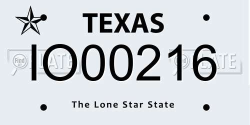IO00216 Texas License Plate