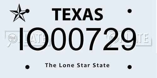 IO00729 Texas License Plate