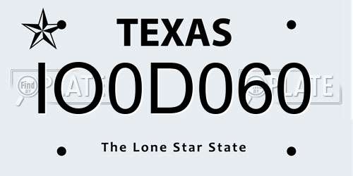 IO0D060 Texas License Plate