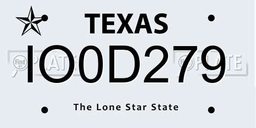 IO0D279 Texas License Plate