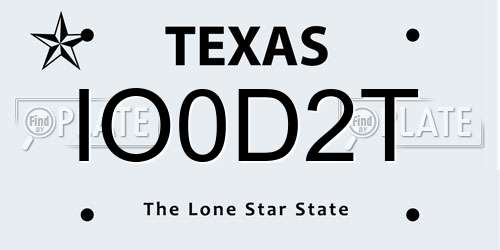 IO0D2T Texas License Plate