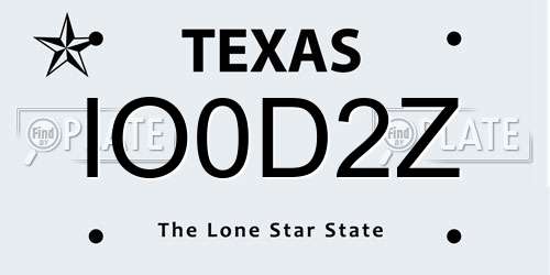 IO0D2Z Texas License Plate