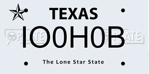 IO0H0B Texas License Plate