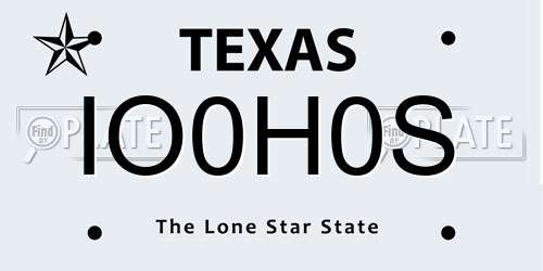 IO0H0S Texas License Plate