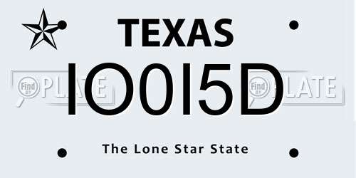 IO0I5D Texas License Plate
