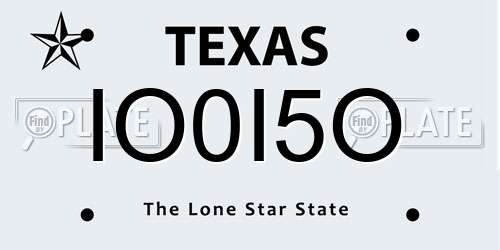 IO0I5O Texas License Plate