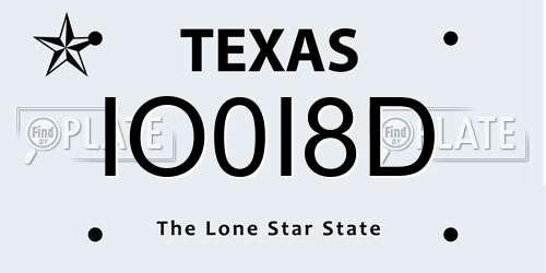 IO0I8D Texas License Plate