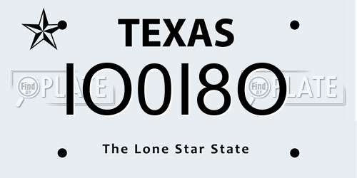 IO0I8O Texas License Plate