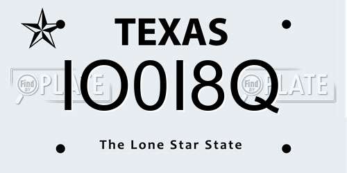 IO0I8Q Texas License Plate