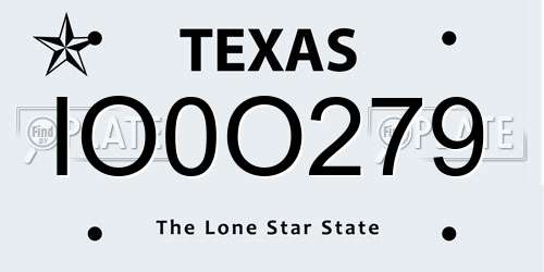 IO0O279 Texas License Plate