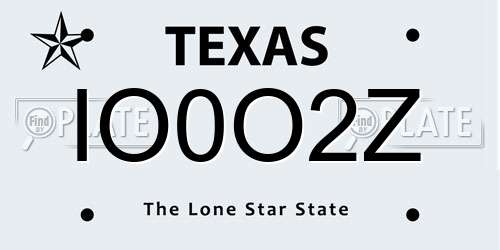 IO0O2Z Texas License Plate