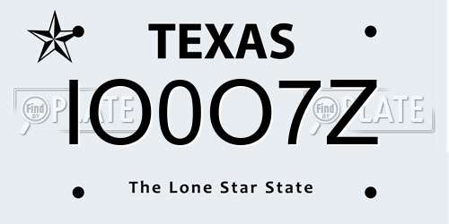 IO0O7Z Texas License Plate