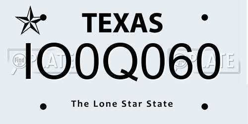 IO0Q060 Texas License Plate