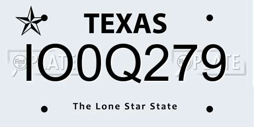 IO0Q279 Texas License Plate