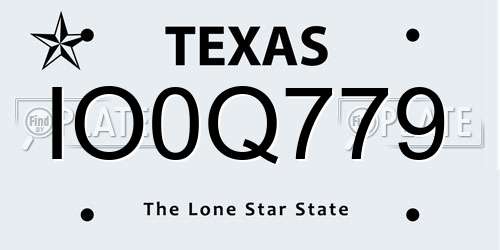 IO0Q779 Texas License Plate