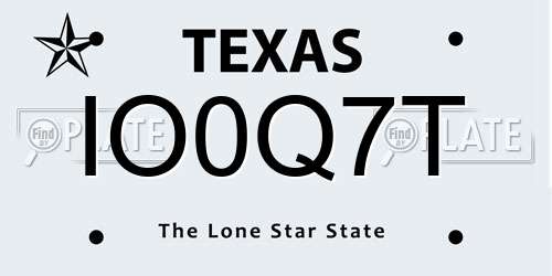IO0Q7T Texas License Plate