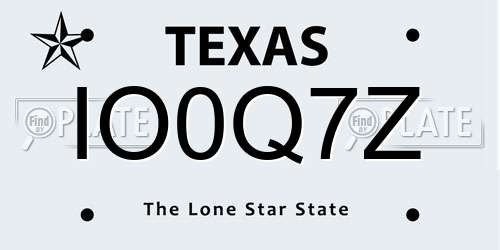 IO0Q7Z Texas License Plate