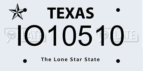 IO10510 Texas License Plate