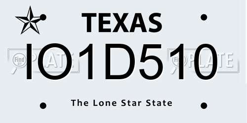 IO1D510 Texas License Plate