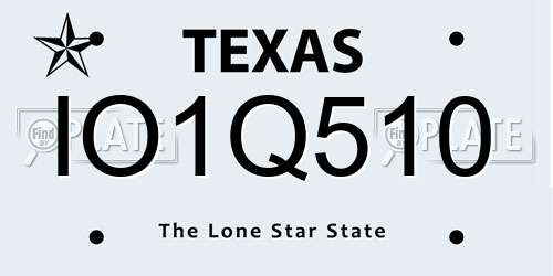 IO1Q510 Texas License Plate