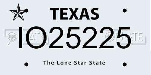 IO25225 Texas License Plate