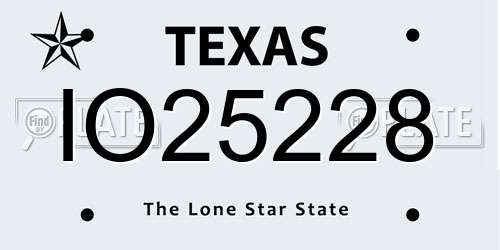 IO25228 Texas License Plate