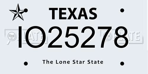IO25278 Texas License Plate