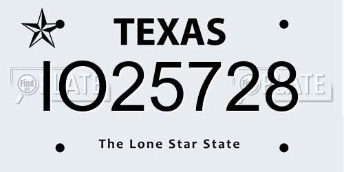 IO25728 Texas License Plate