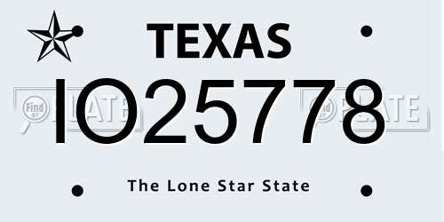 IO25778 Texas License Plate