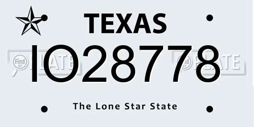 IO28778 Texas License Plate