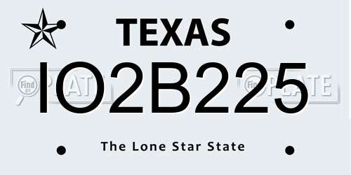 IO2B225 Texas License Plate