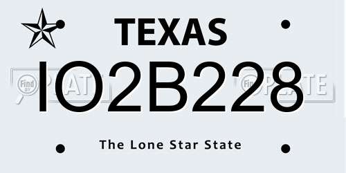 IO2B228 Texas License Plate