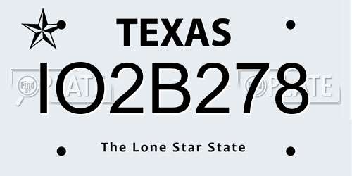 IO2B278 Texas License Plate